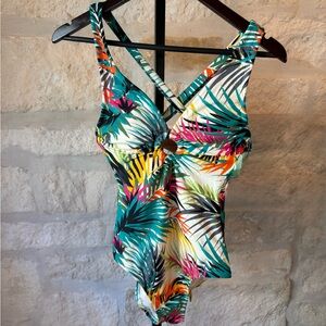 Shade & Shore Tropical Print One Piece Swimsuit